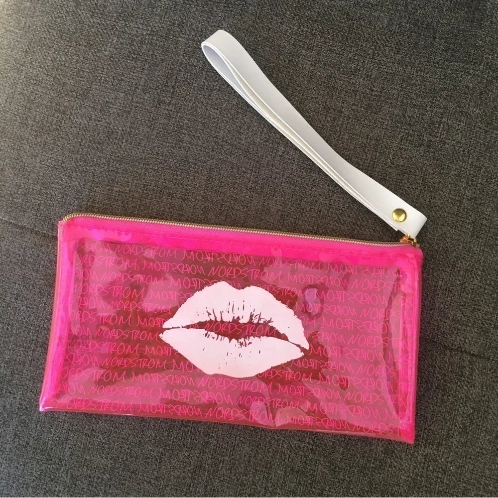 Nordstrom Clear Neon Lips Mini Clutch, Wristlet, Pink, White